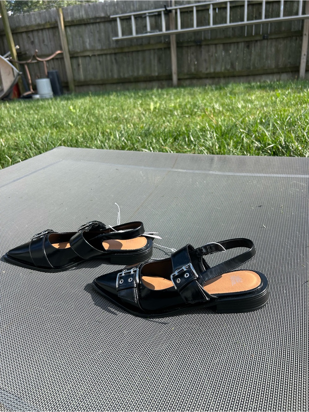 Size 7 Peyton Double Buckle black Slingback Flats by wild fable alt alternative - Picture 4 of 10